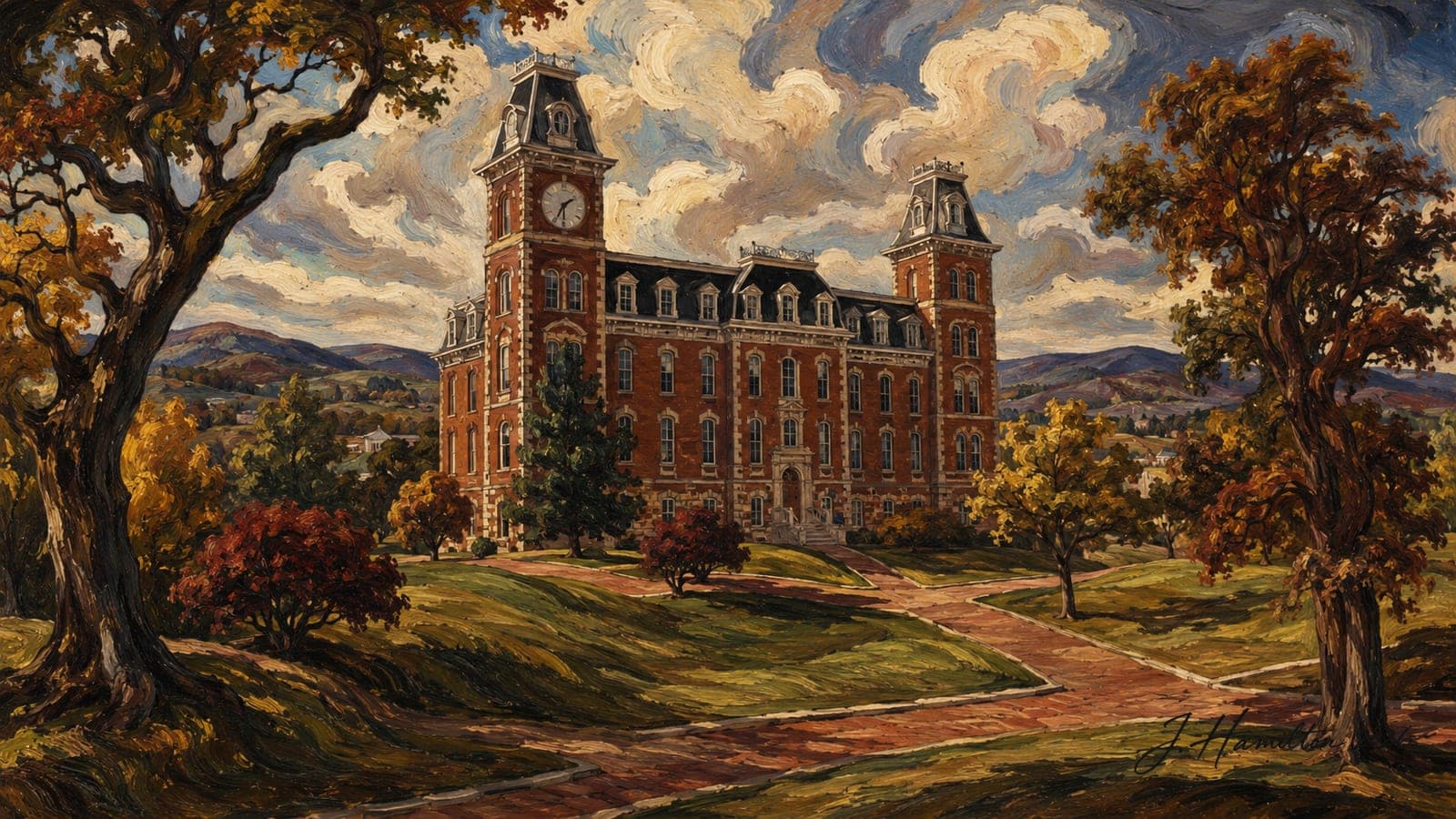 Painted city portrait of Fayetteville
