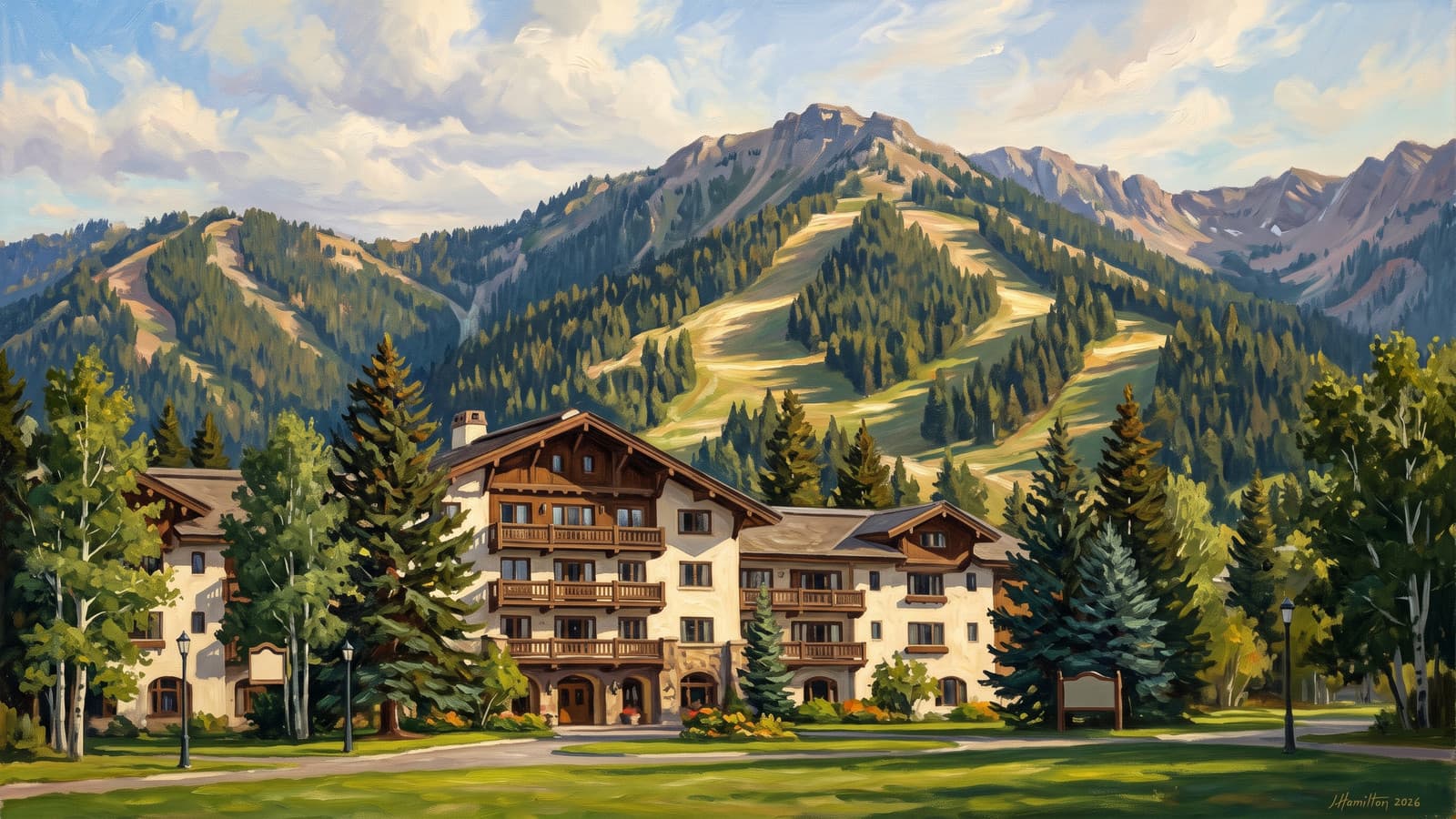 Painted city portrait of Sun Valley