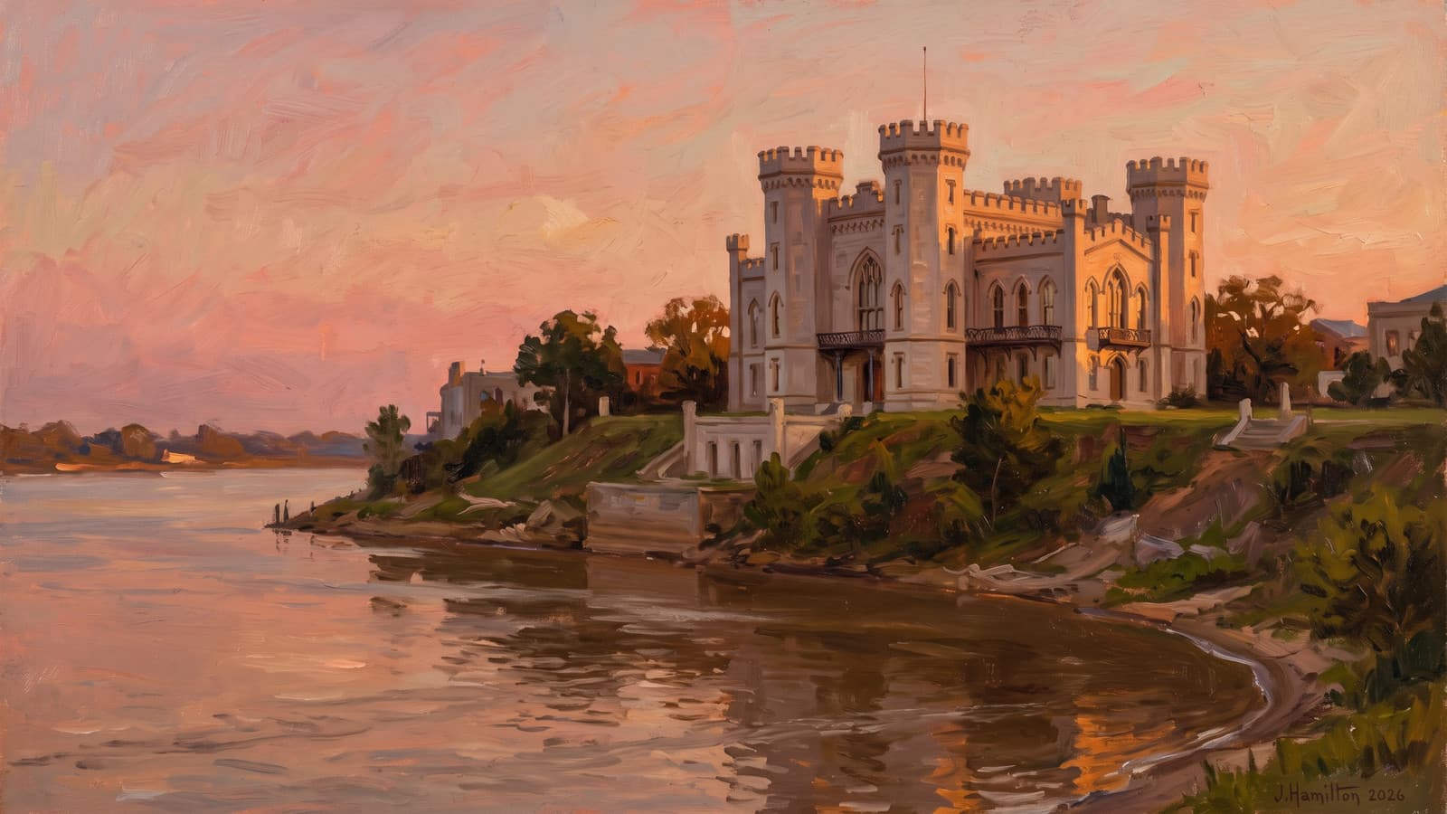 Painted city portrait of Baton Rouge