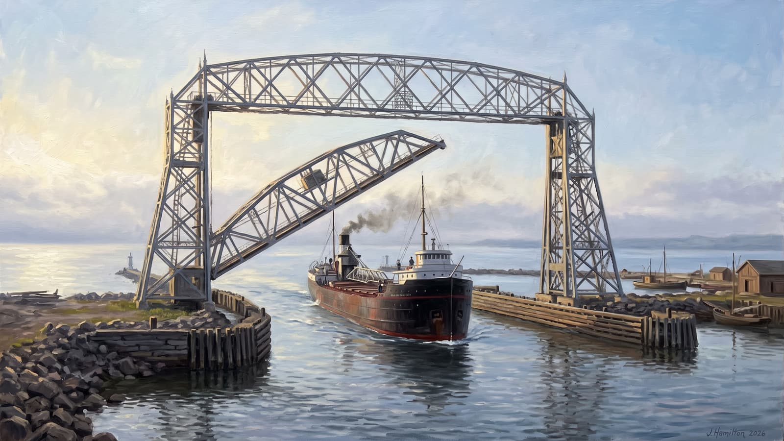 Painted city portrait of Duluth