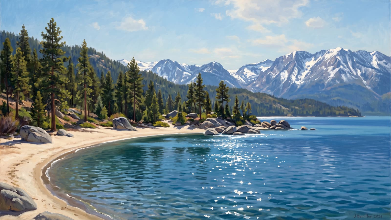 Painted city portrait of Zephyr Cove