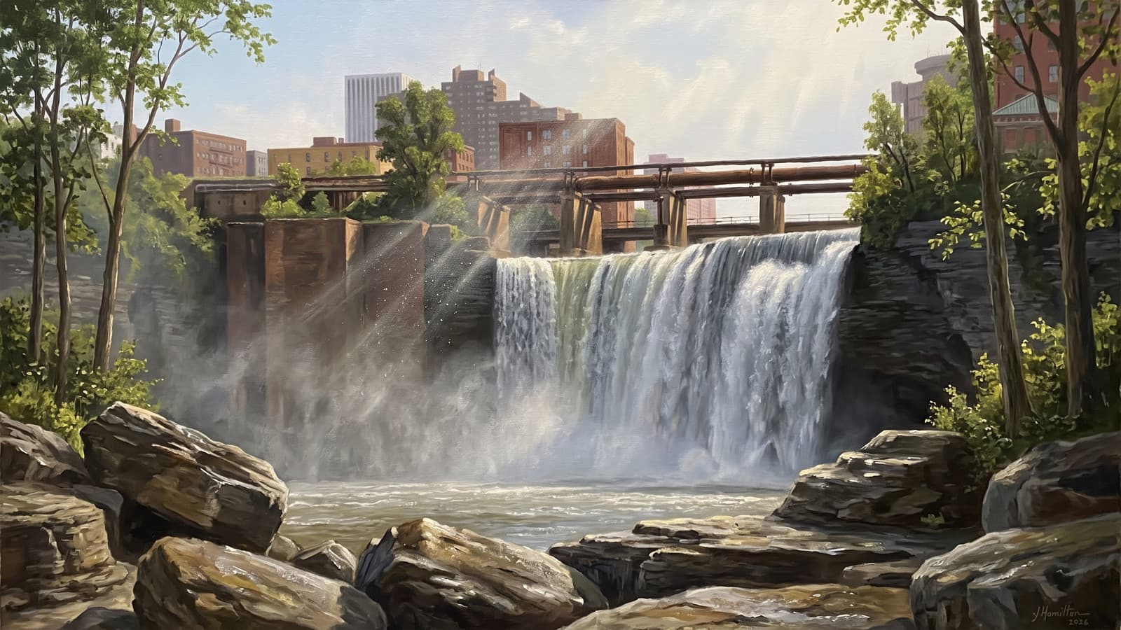 Painted city portrait of Rochester