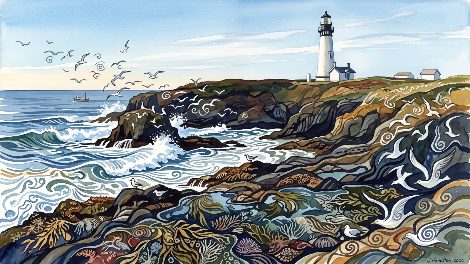 Painted city portrait of Newport