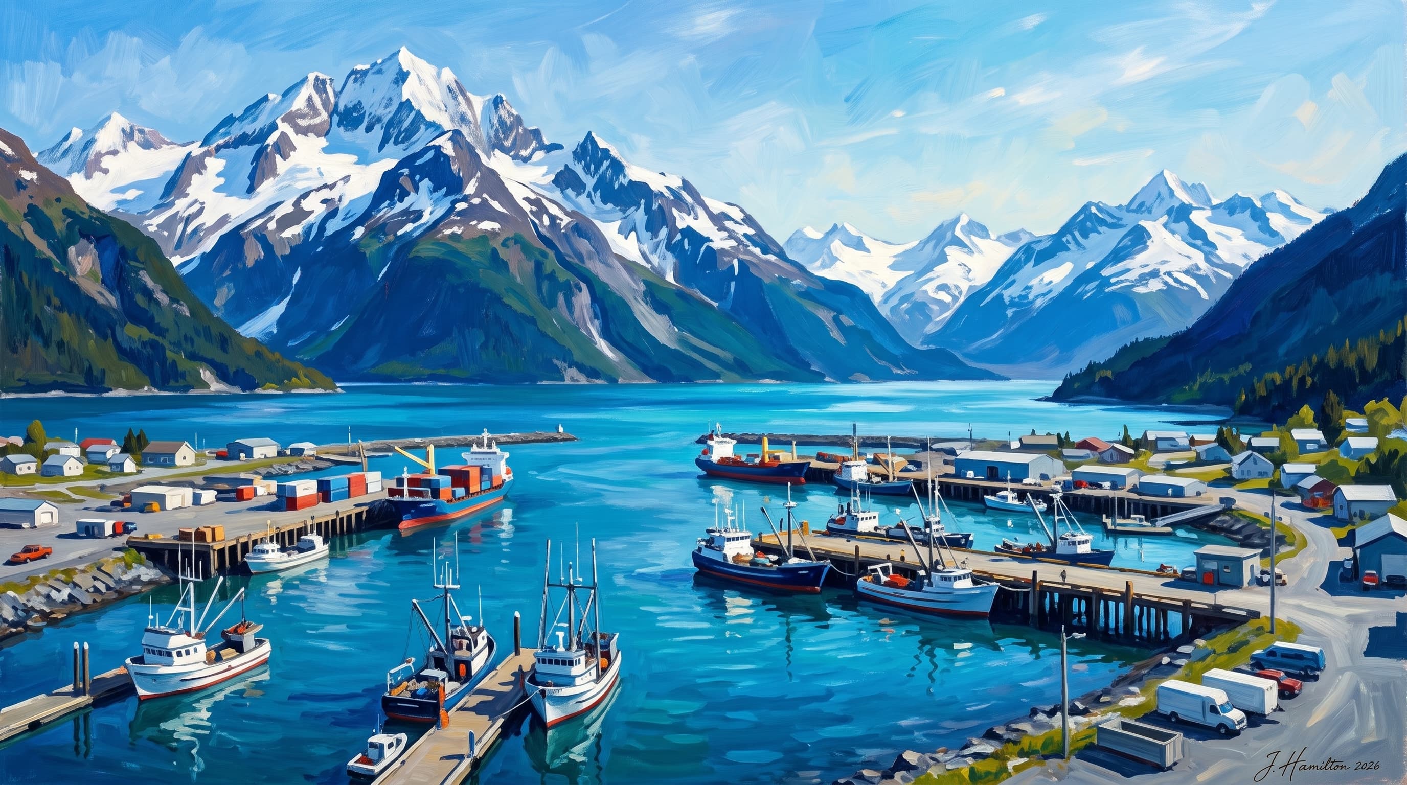 Painted city portrait of Valdez