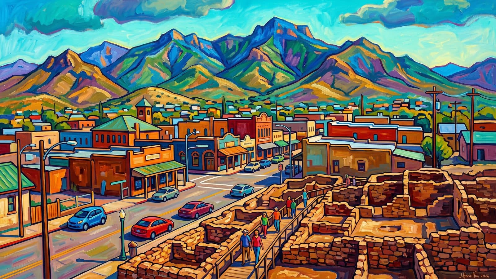 Painted city portrait of Globe