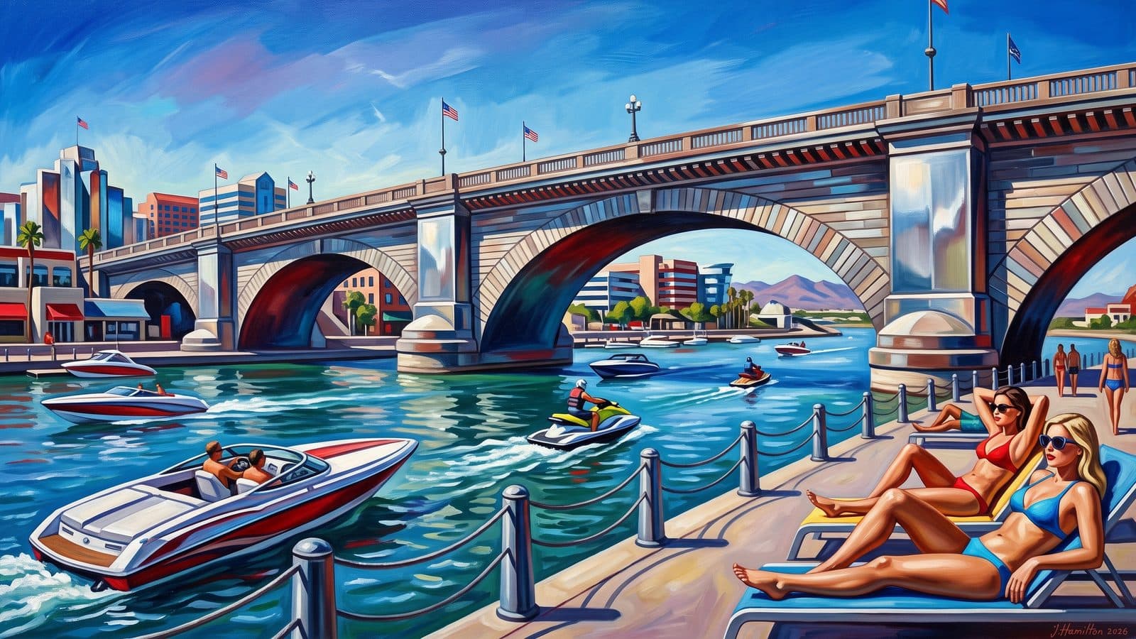 Painted city portrait of Lake Havasu City