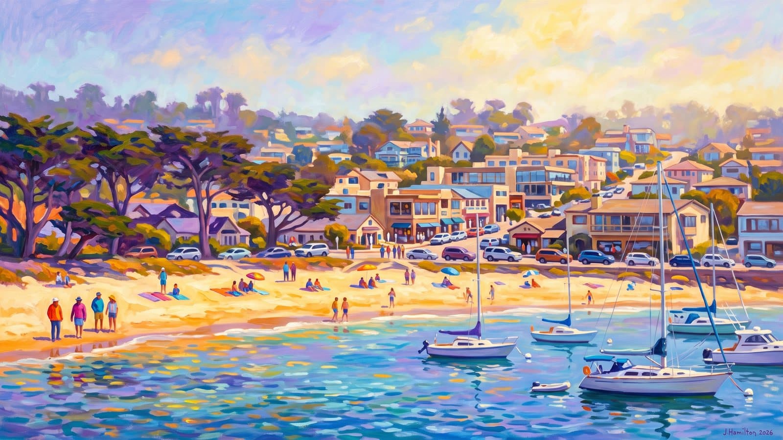 Painted city portrait of Carmel-by-the-Sea