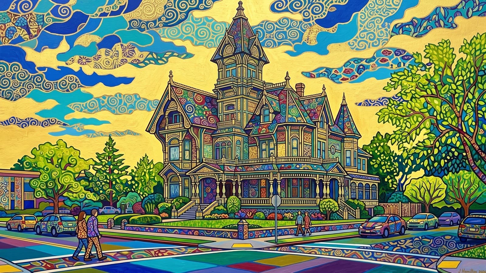 Painted city portrait of Eureka