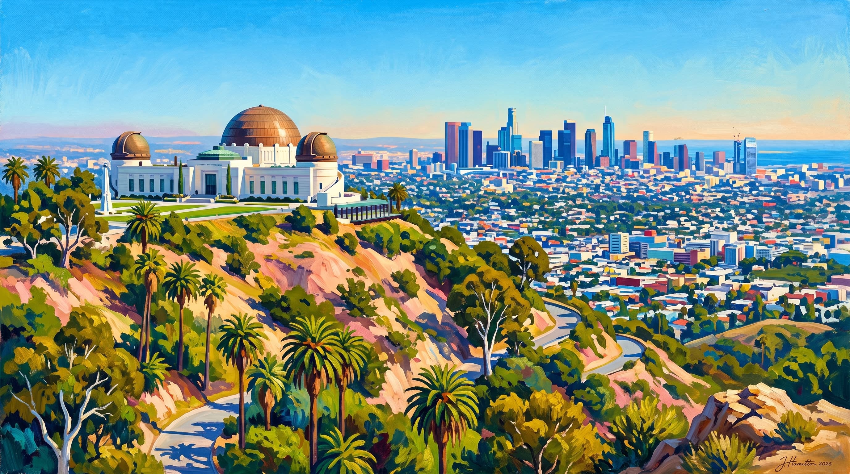 Painted city portrait of Los Angeles