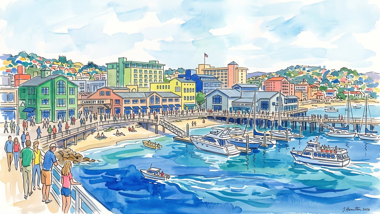 Painted city portrait of Monterey
