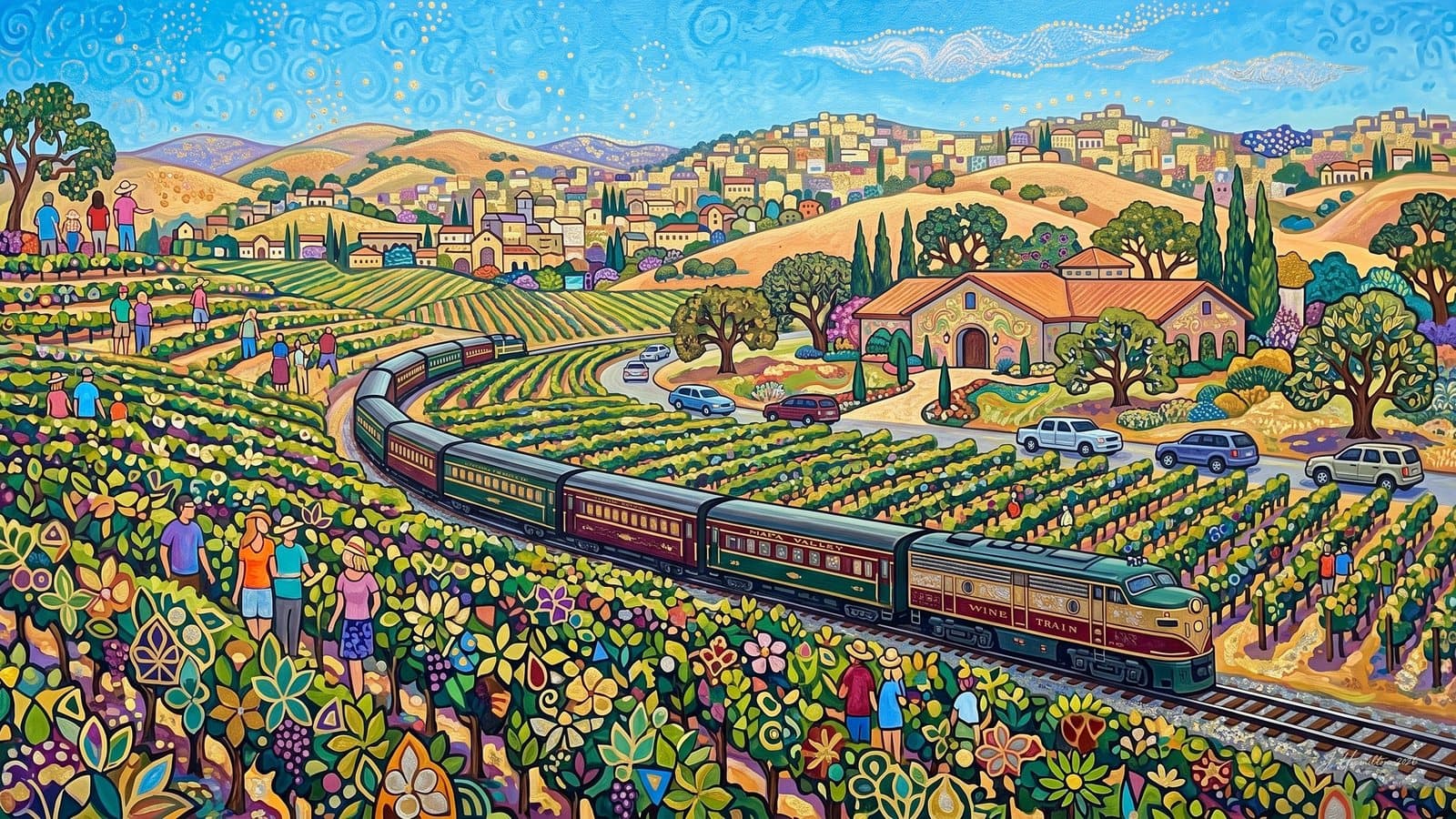 Painted city portrait of Napa