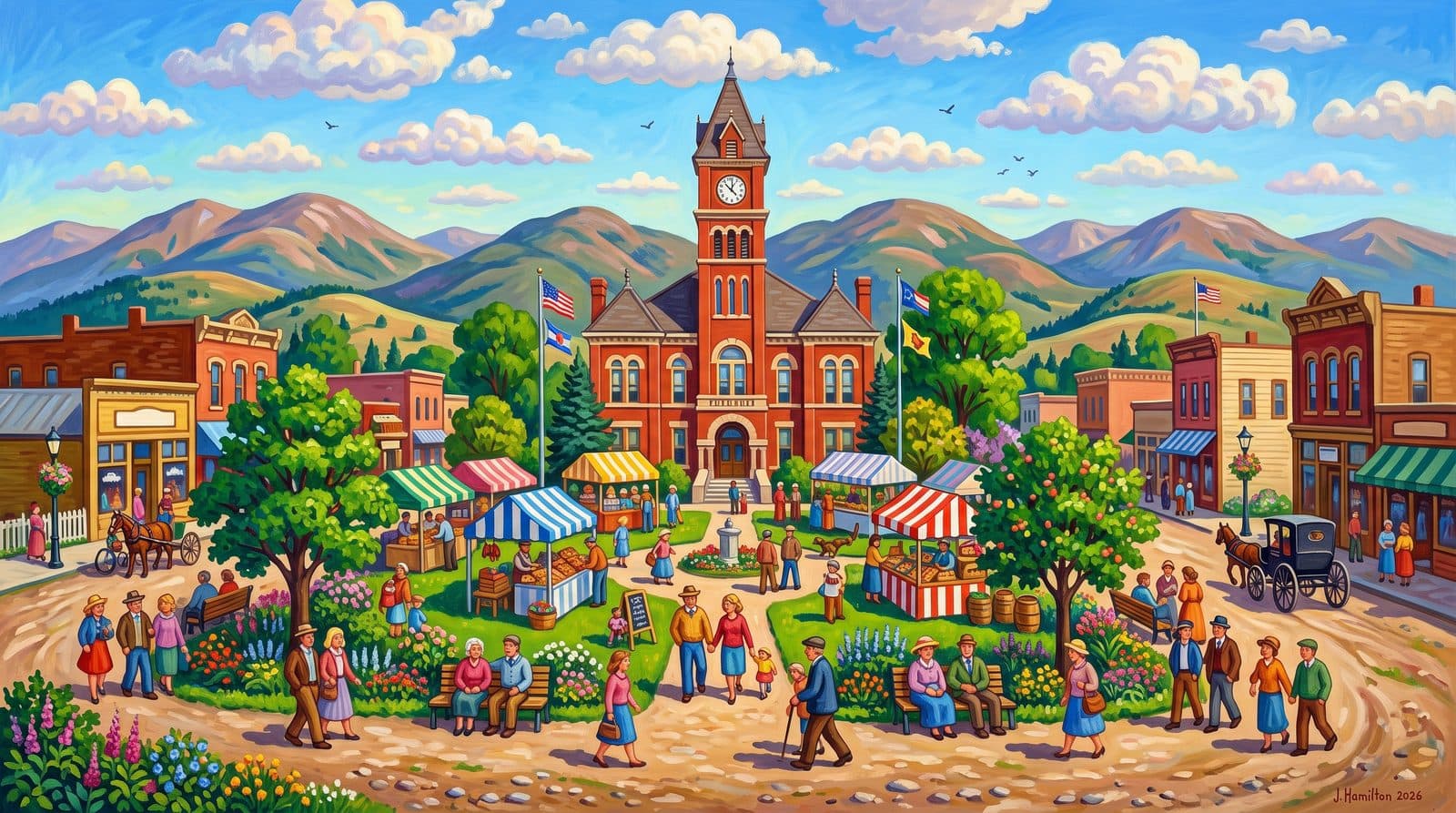 Painted city portrait of Fairplay