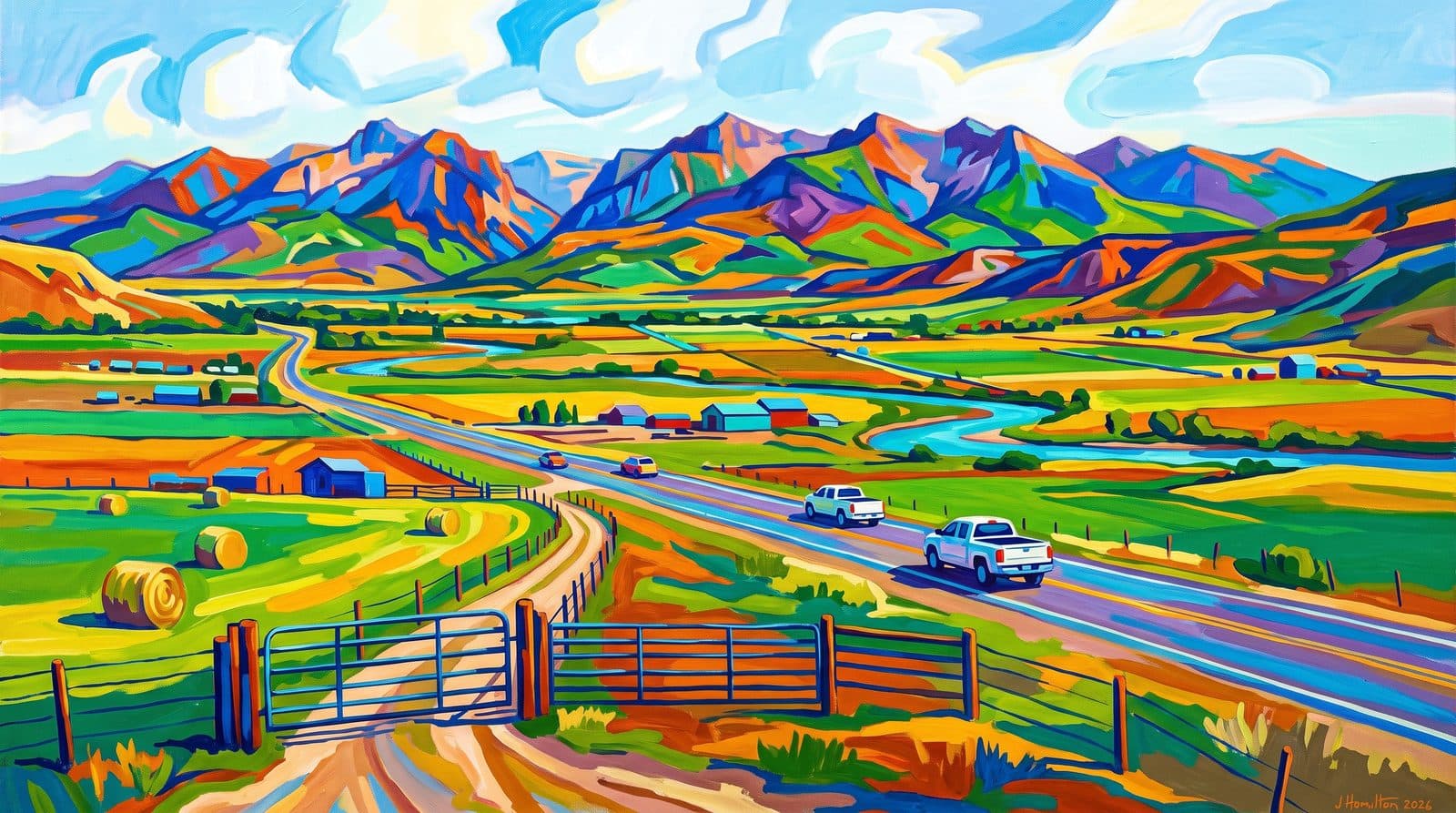 Painted city portrait of Gunnison