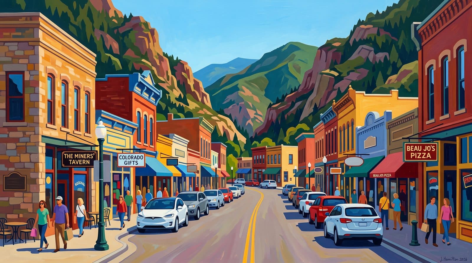 Painted city portrait of Idaho Springs