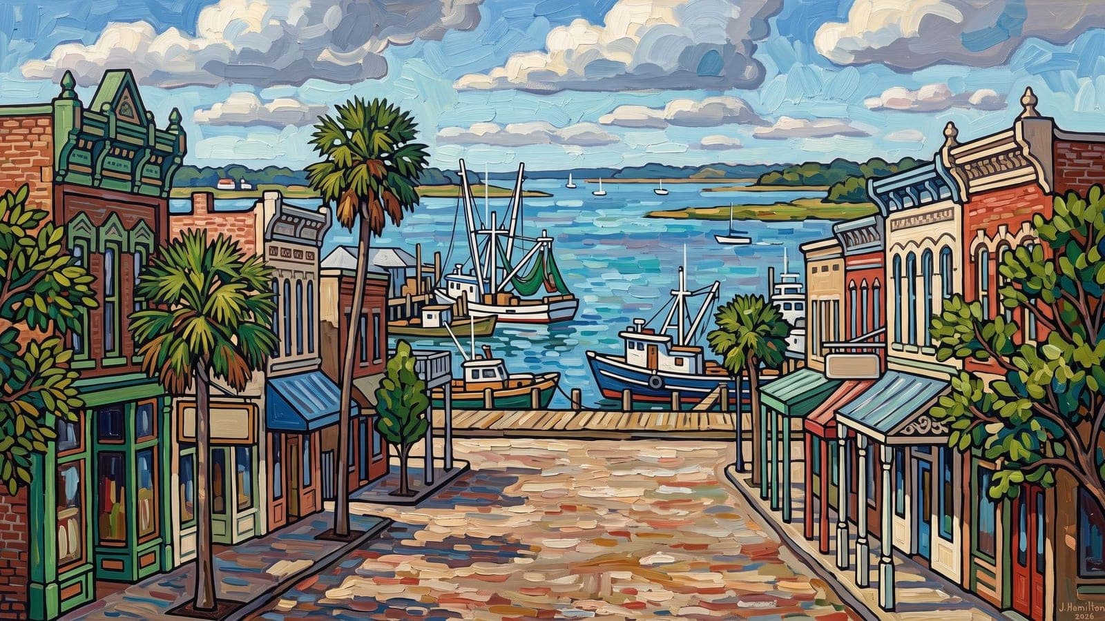 Painted city portrait of Amelia Island