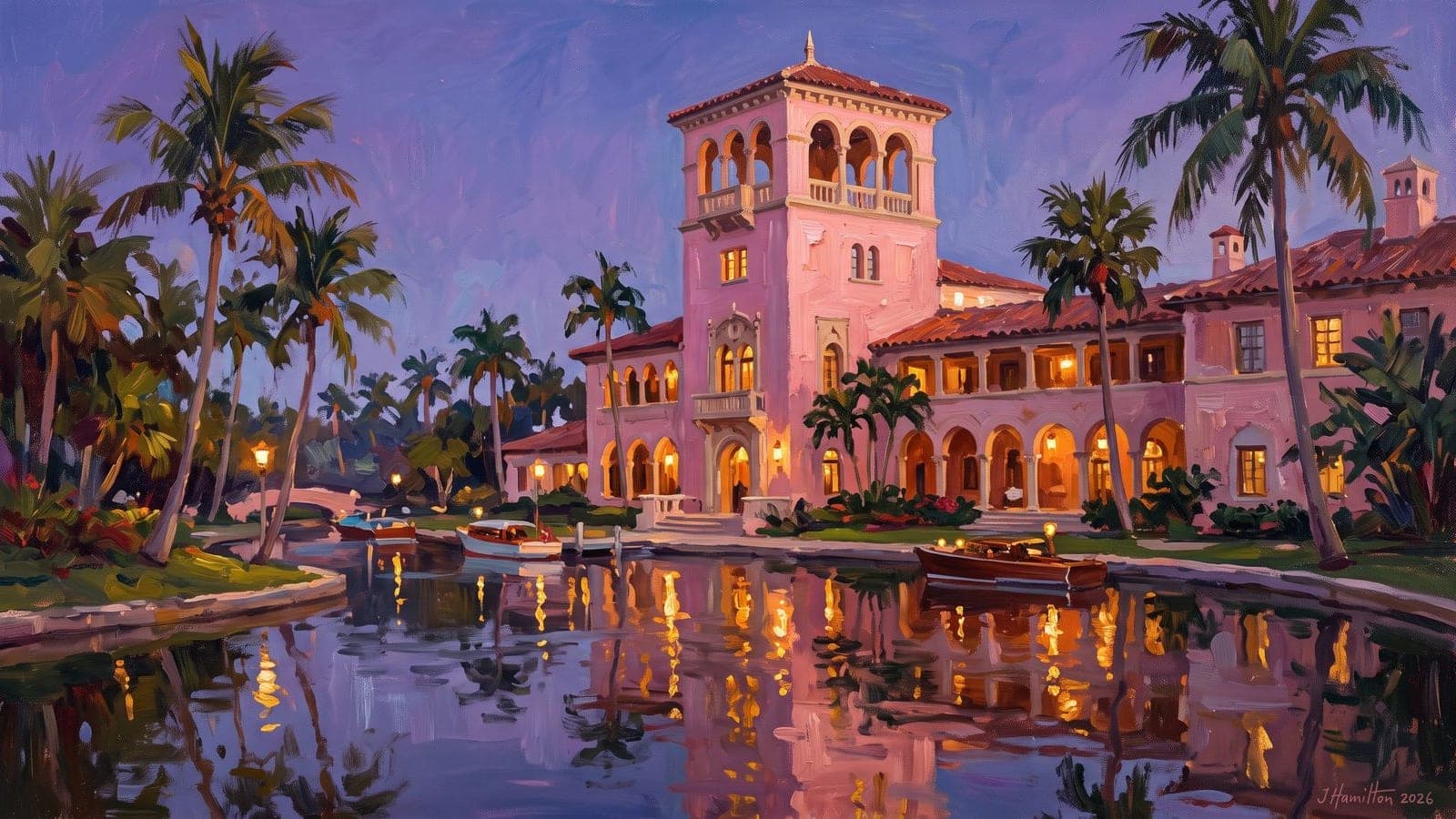 Painted city portrait of Boca Raton