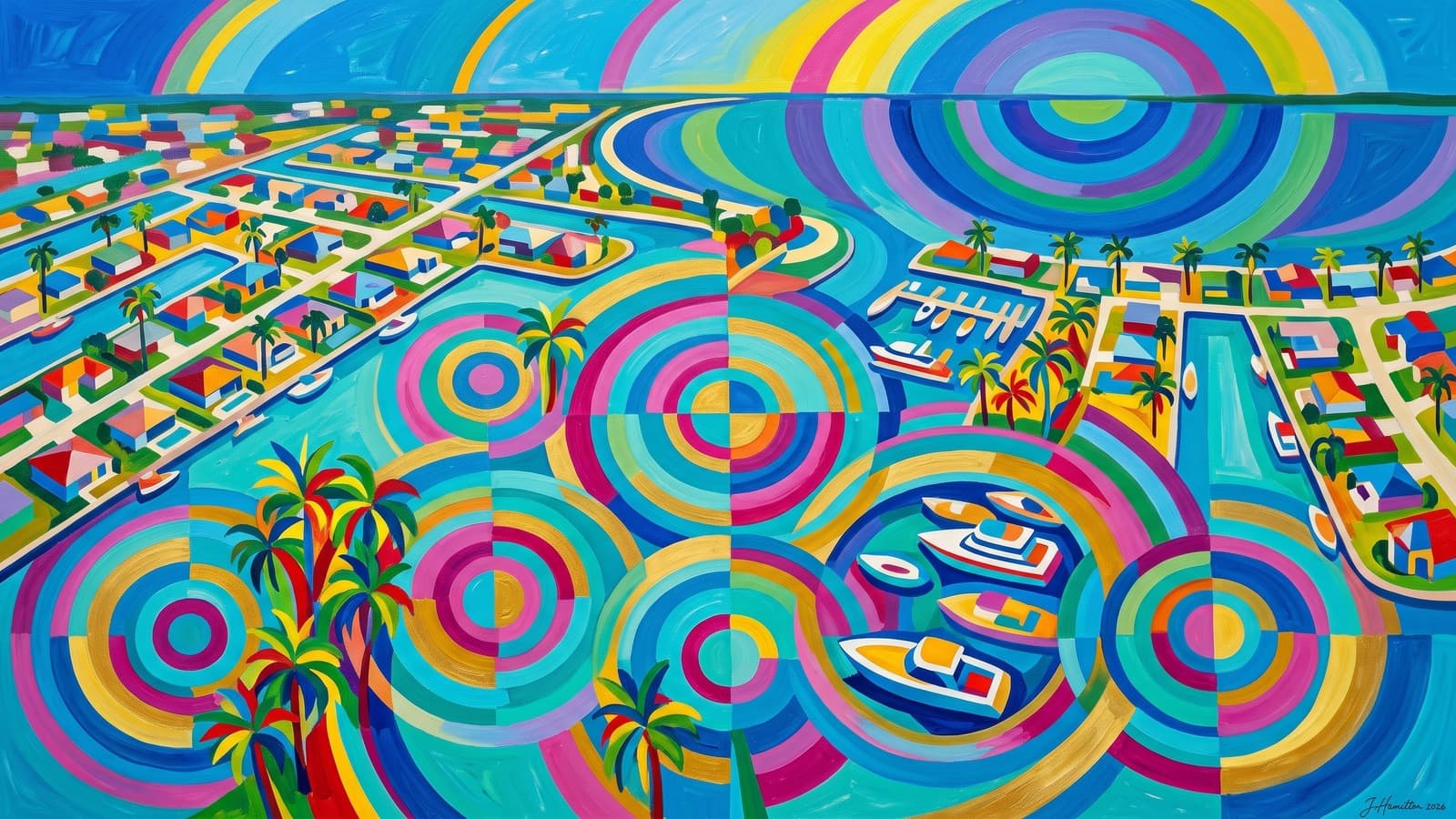 Painted city portrait of Cape Coral