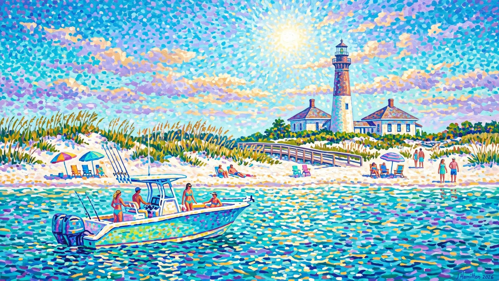 Painted city portrait of Cape San Blas, FL