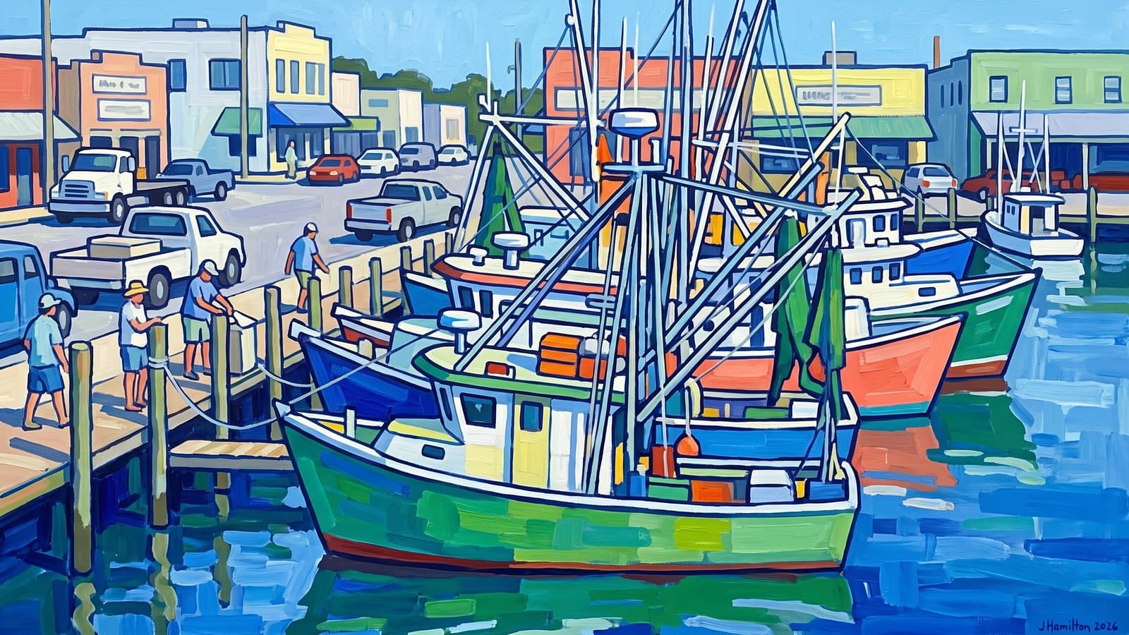 Painted city portrait of Carrabelle, FL
