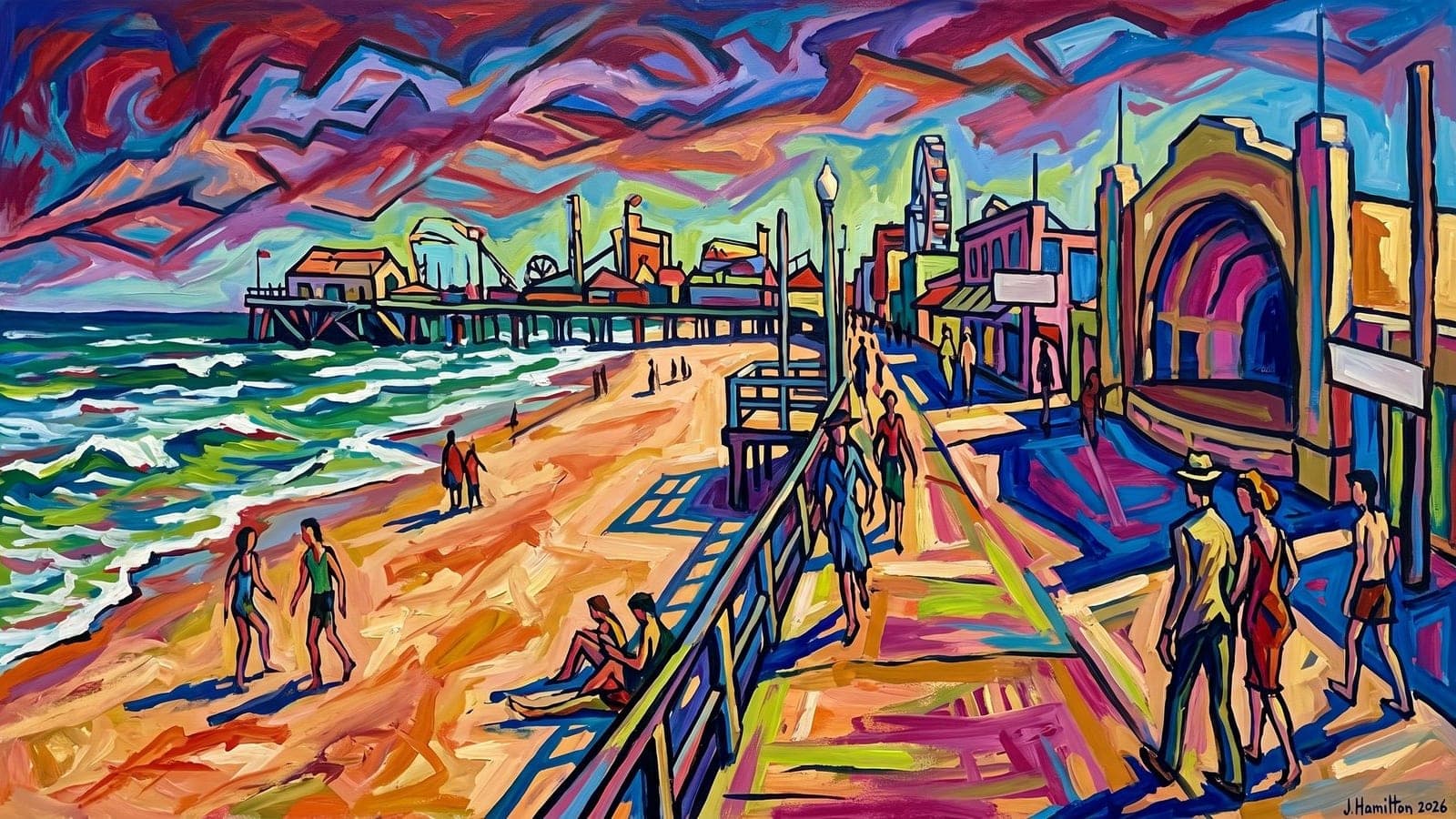 Painted city portrait of Daytona Beach