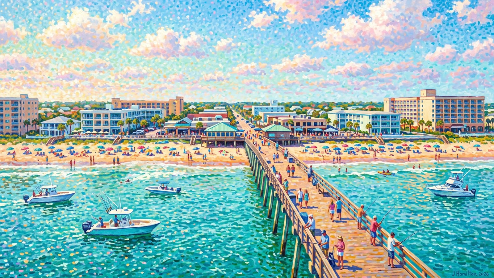 Painted city portrait of Flagler Beach