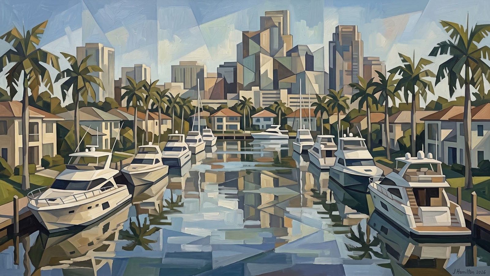 Painted city portrait of Fort Lauderdale
