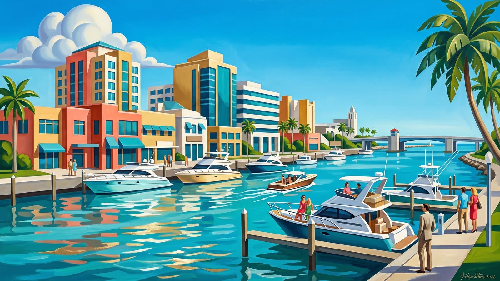 Painted city portrait of Fort Pierce