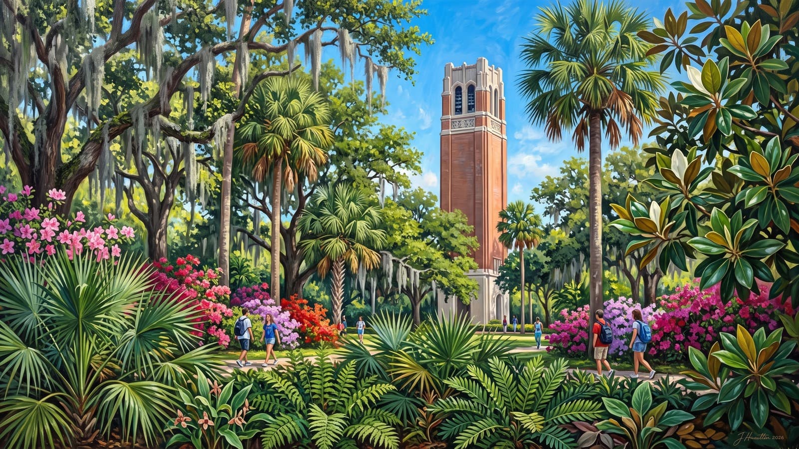 Painted city portrait of Gainesville