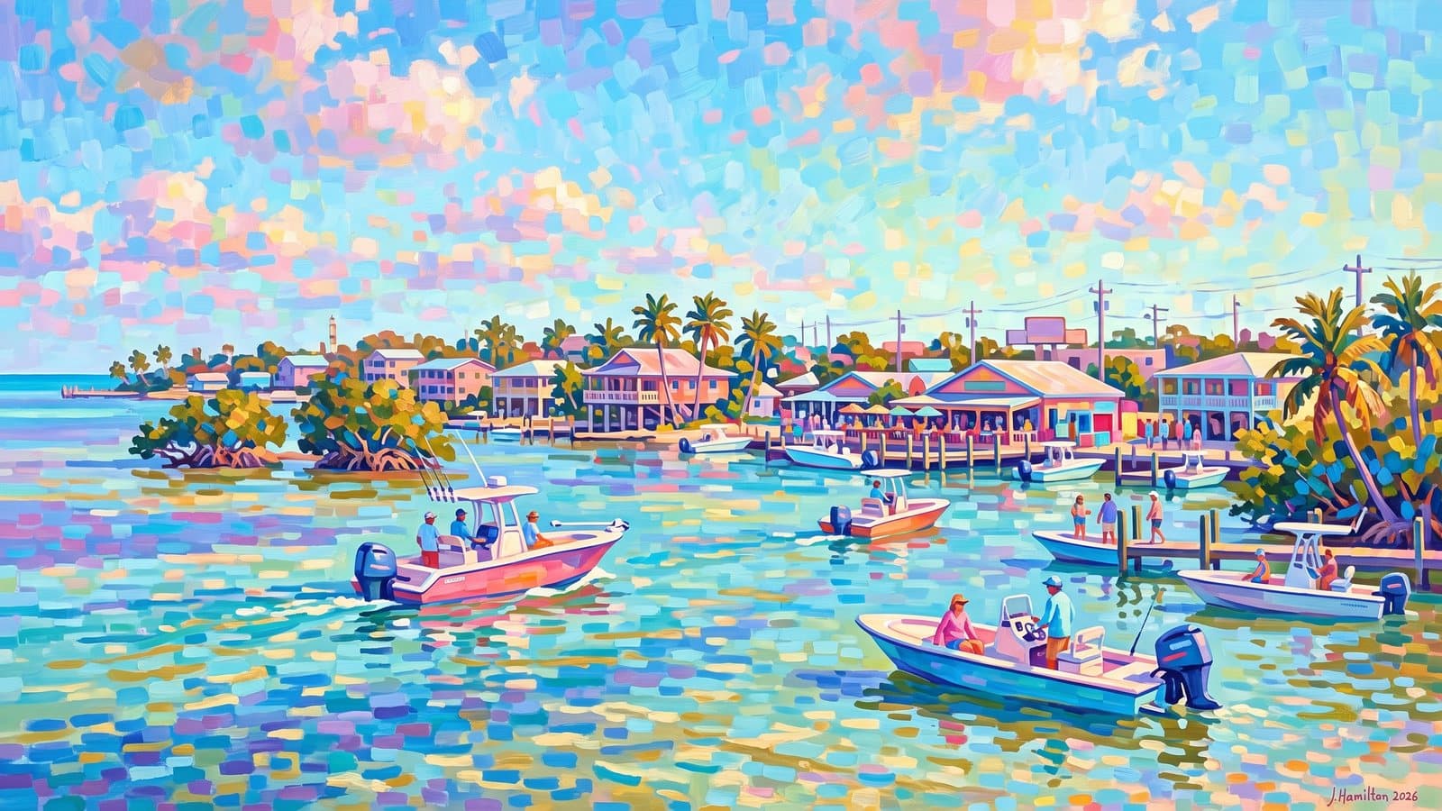 Painted city portrait of Islamorada