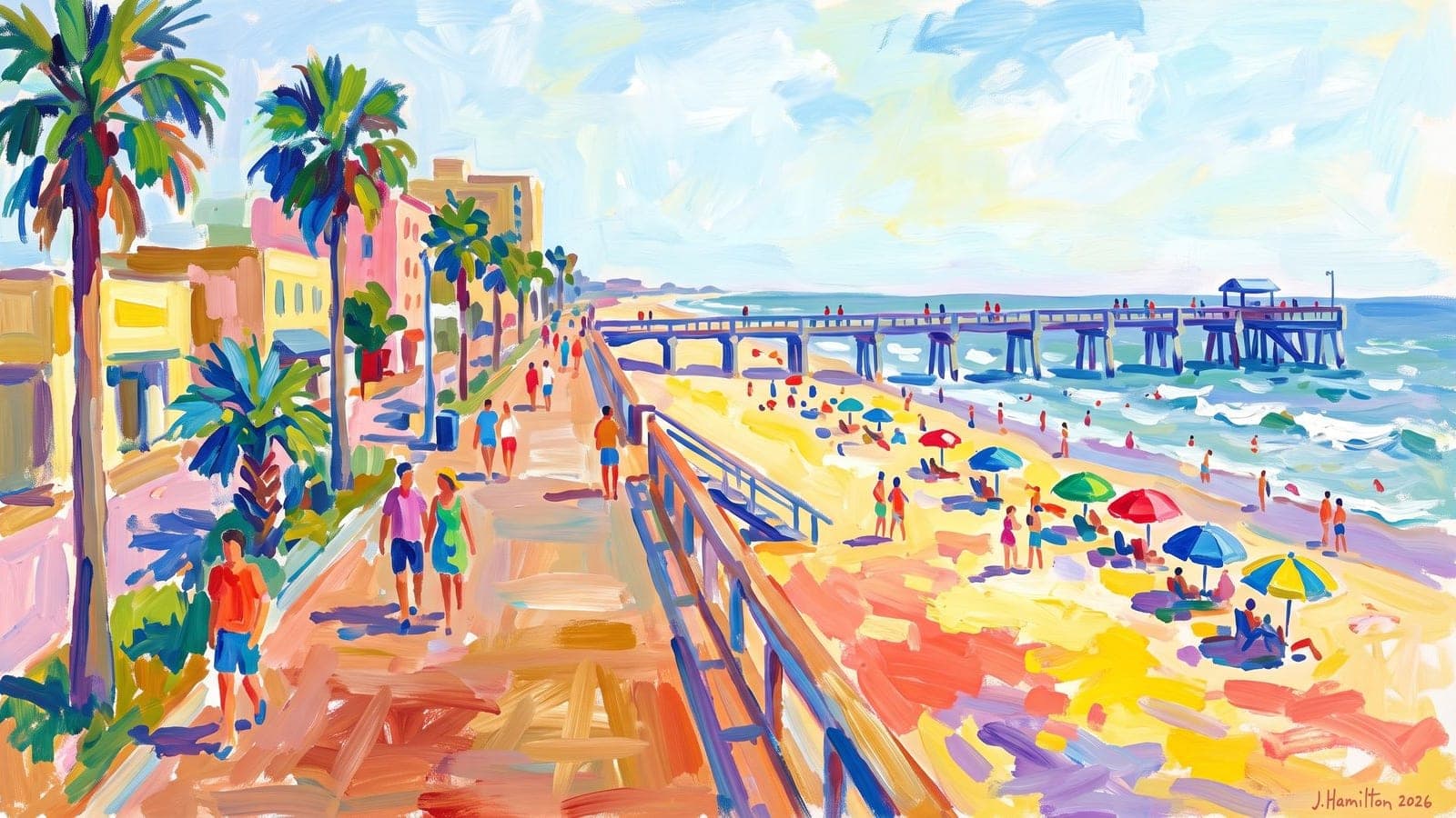 Painted city portrait of Jacksonville Beach