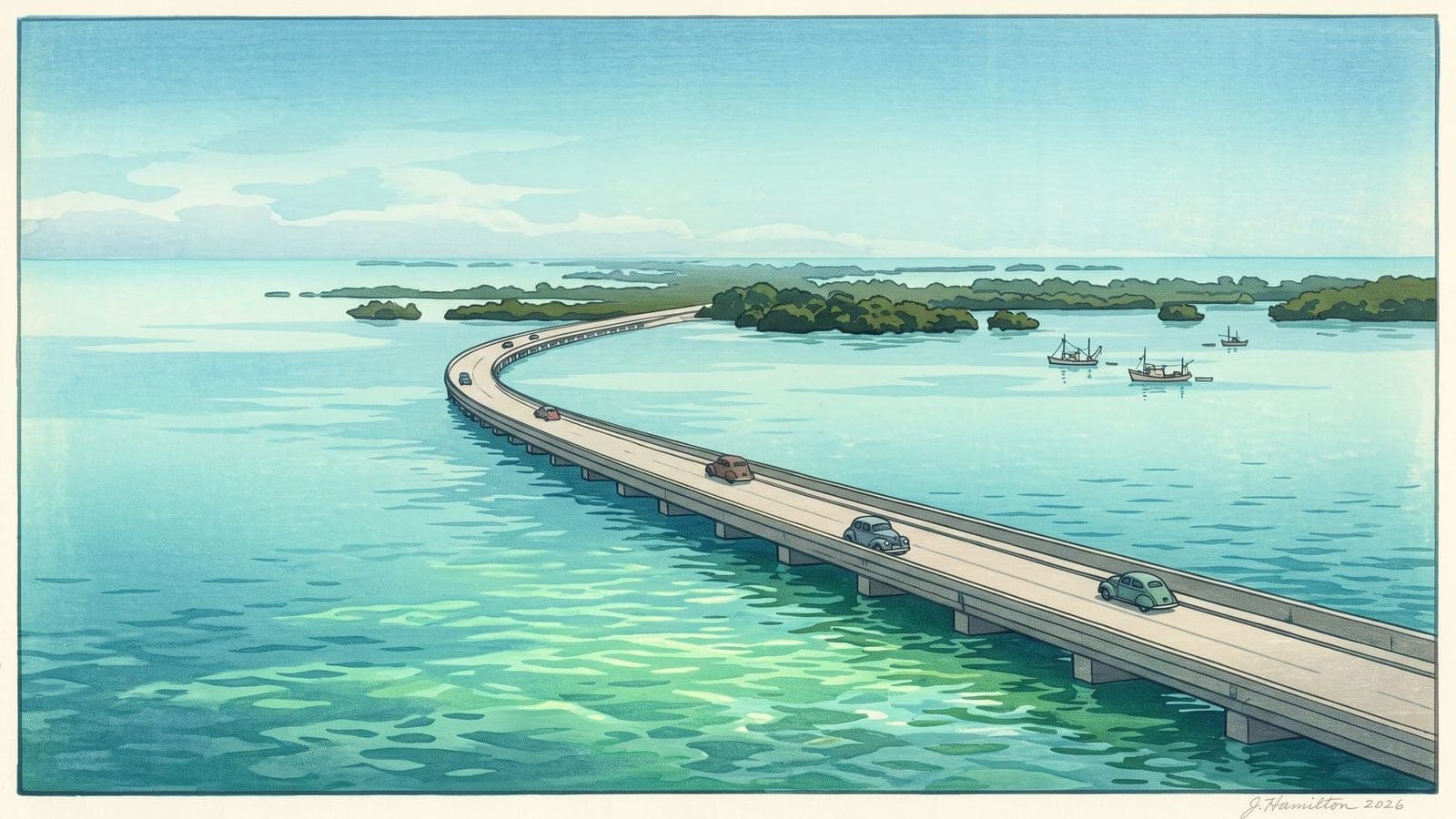 Painted city portrait of Key Largo