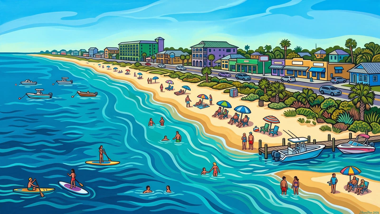 Painted city portrait of Mexico Beach