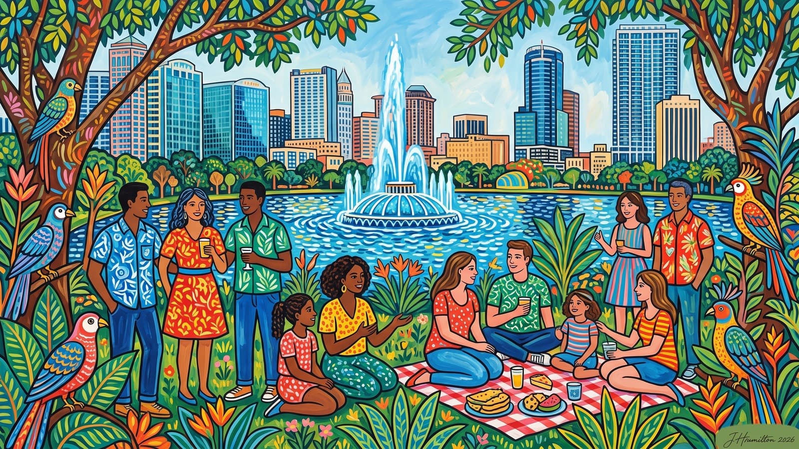 Painted city portrait of Orlando