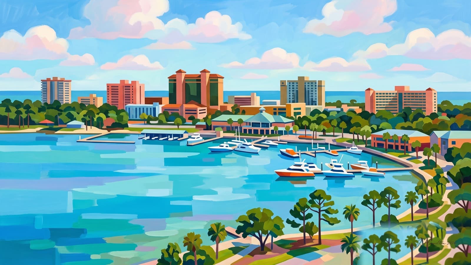 Painted city portrait of Panama City