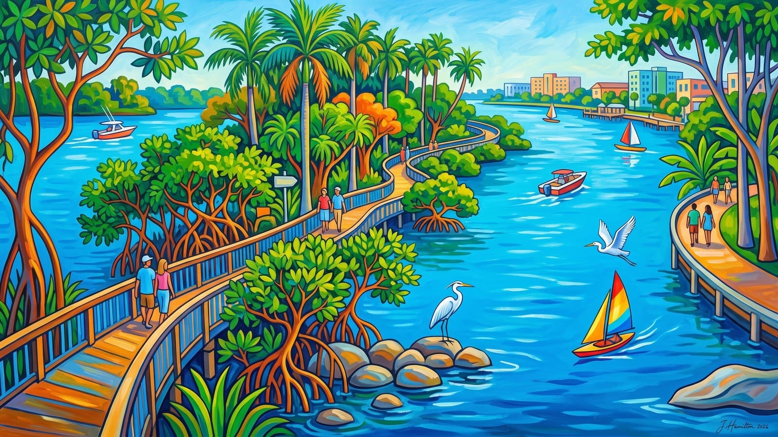 Painted city portrait of Port St. Lucie