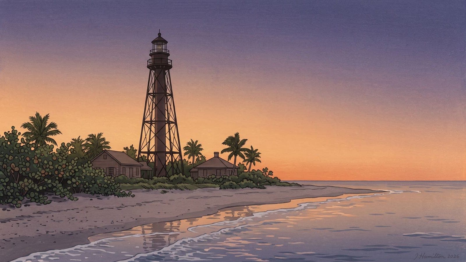 Painted city portrait of Sanibel