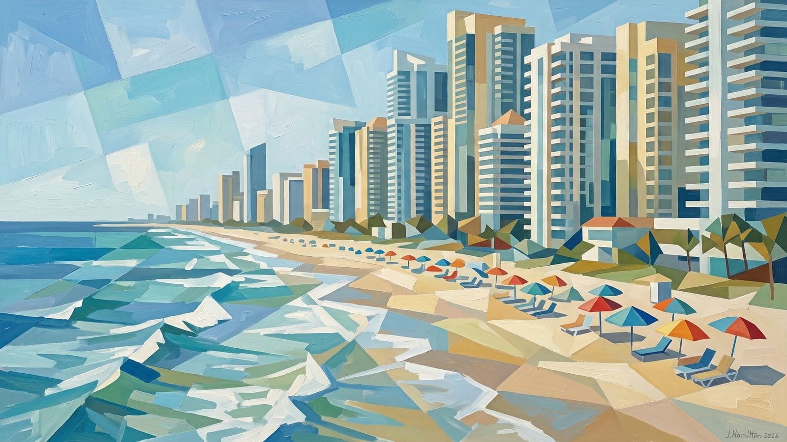 Painted city portrait of Sunny Isles Beach