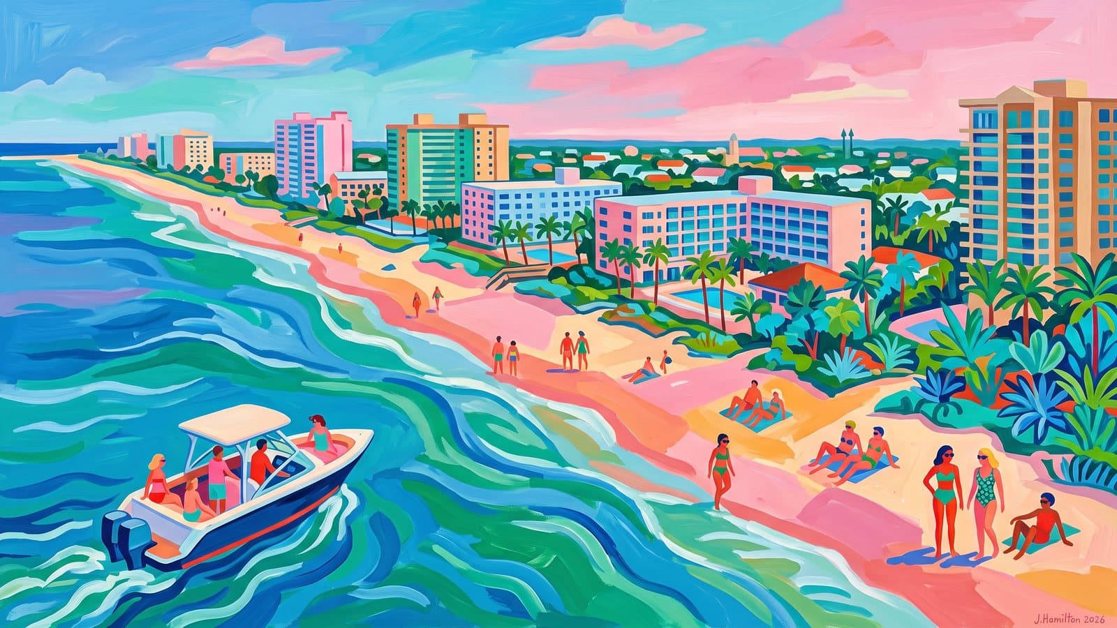 Painted city portrait of Vero Beach