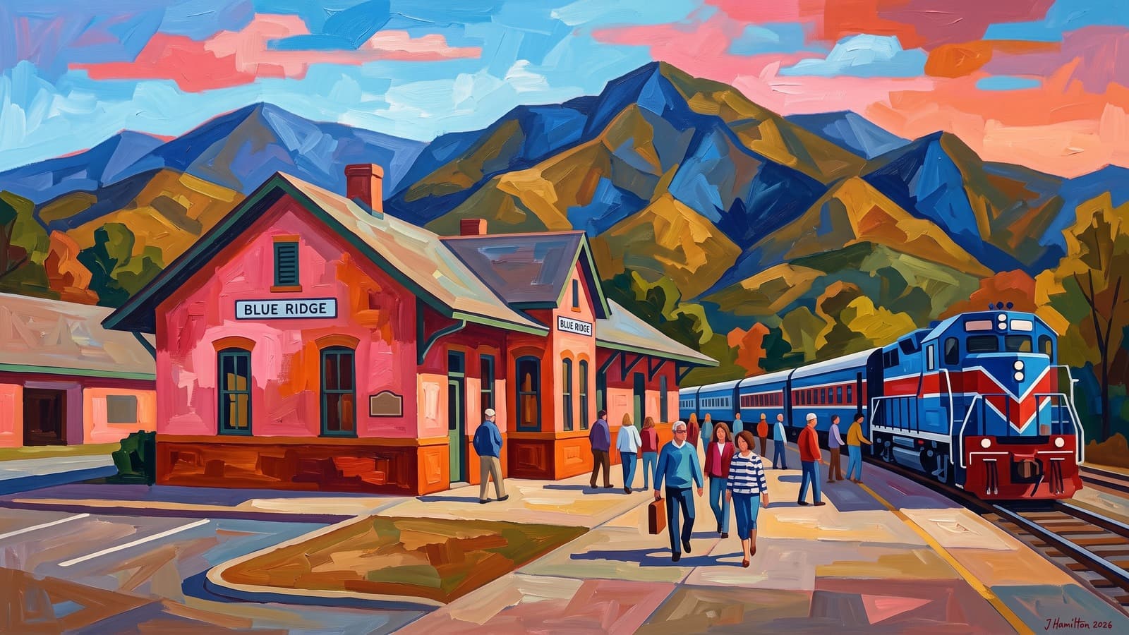 Painted city portrait of Blue Ridge