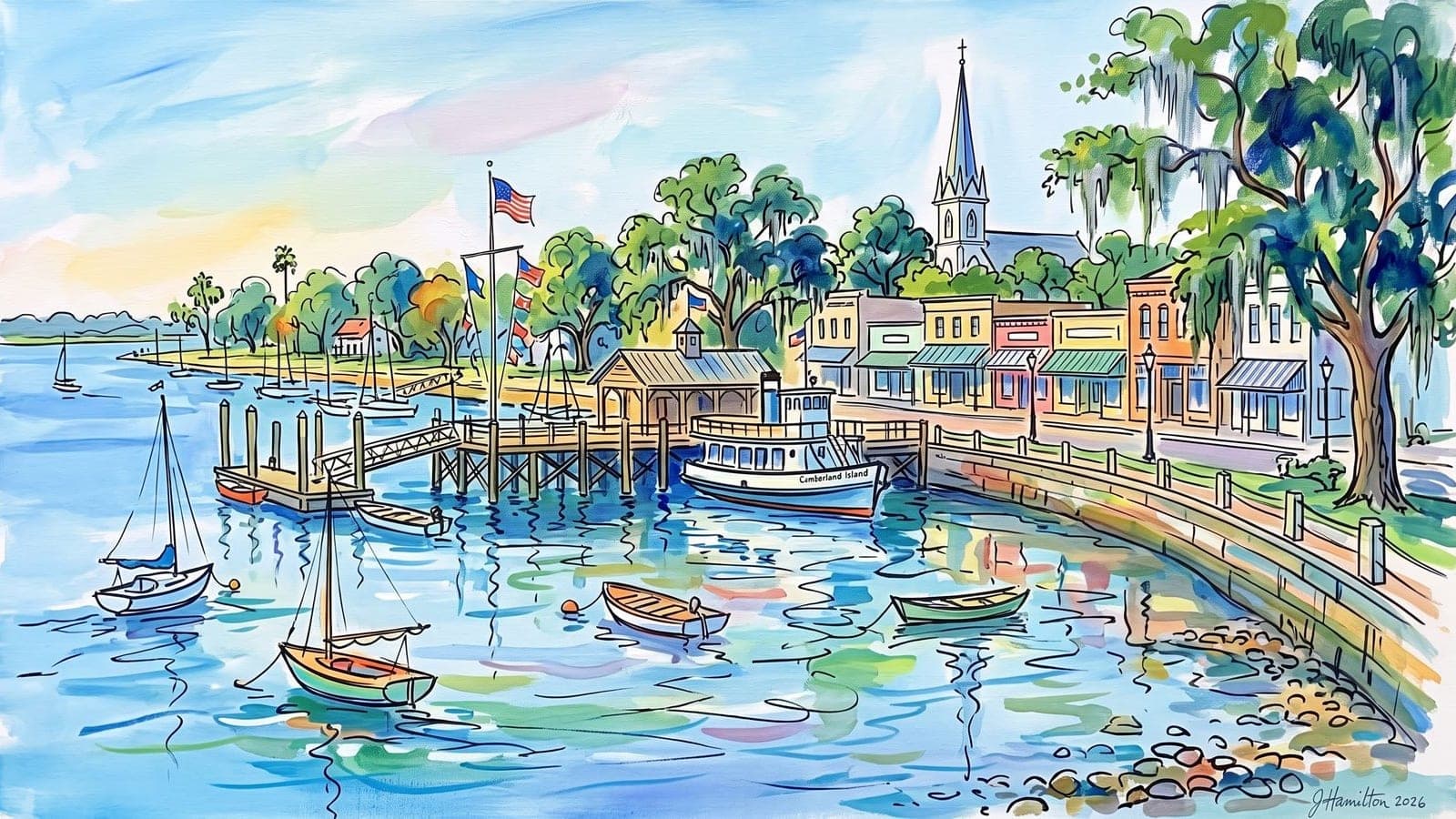 Painted city portrait of St. Marys
