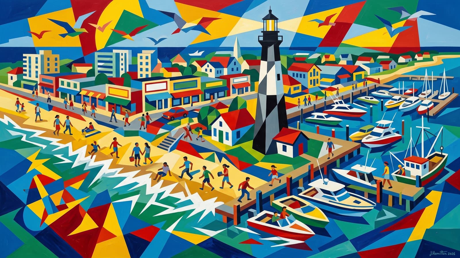 Painted city portrait of Tybee Island