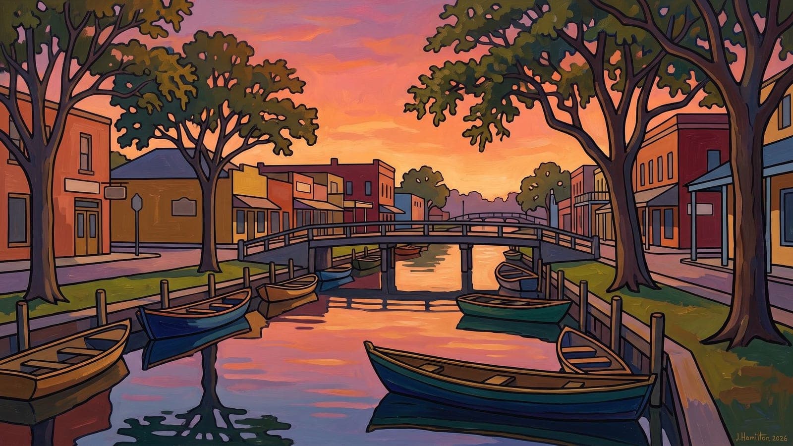 Painted city portrait of Houma
