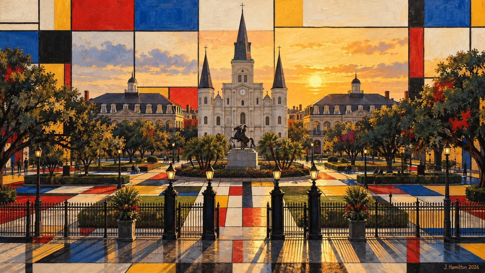 Painted city portrait of New Orleans