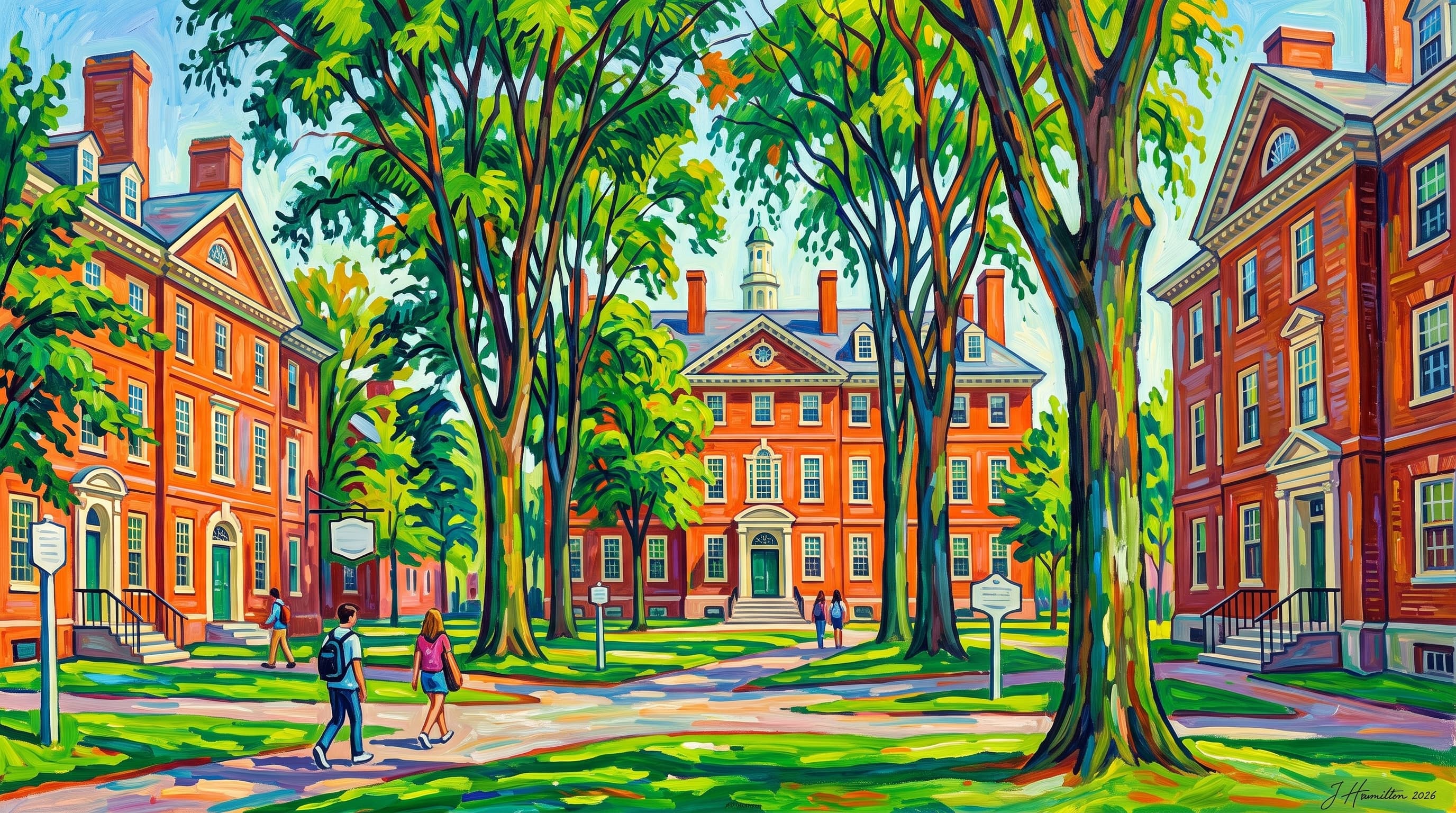 Painted city portrait of Cambridge