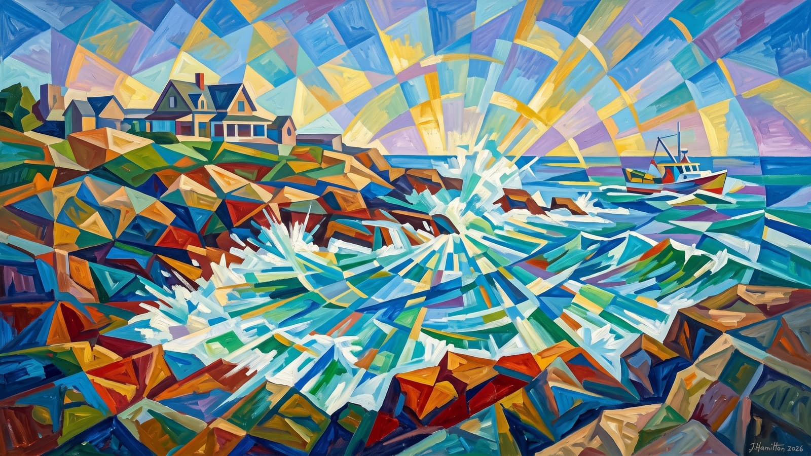 Painted city portrait of Kennebunkport