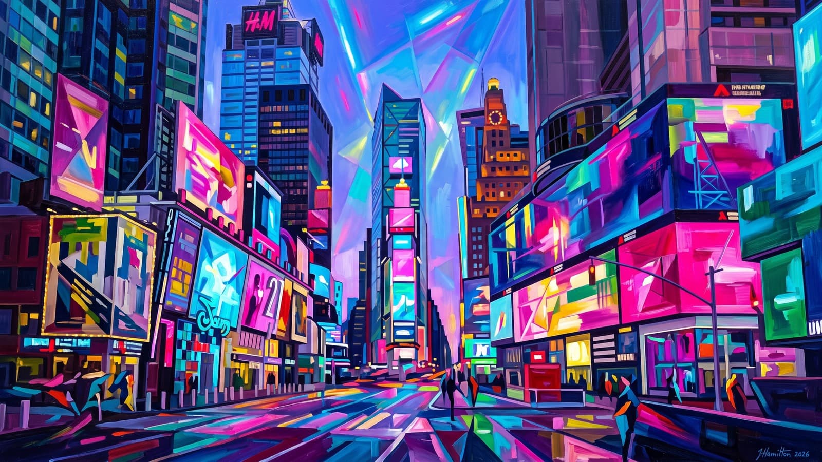Painted city portrait of New York