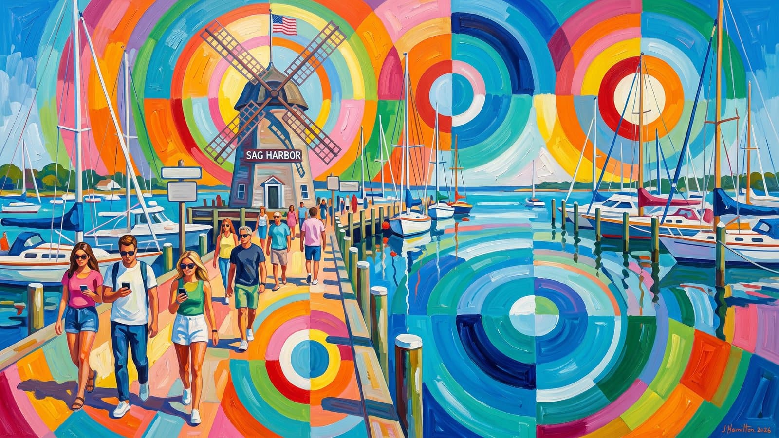Painted city portrait of Sag Harbor