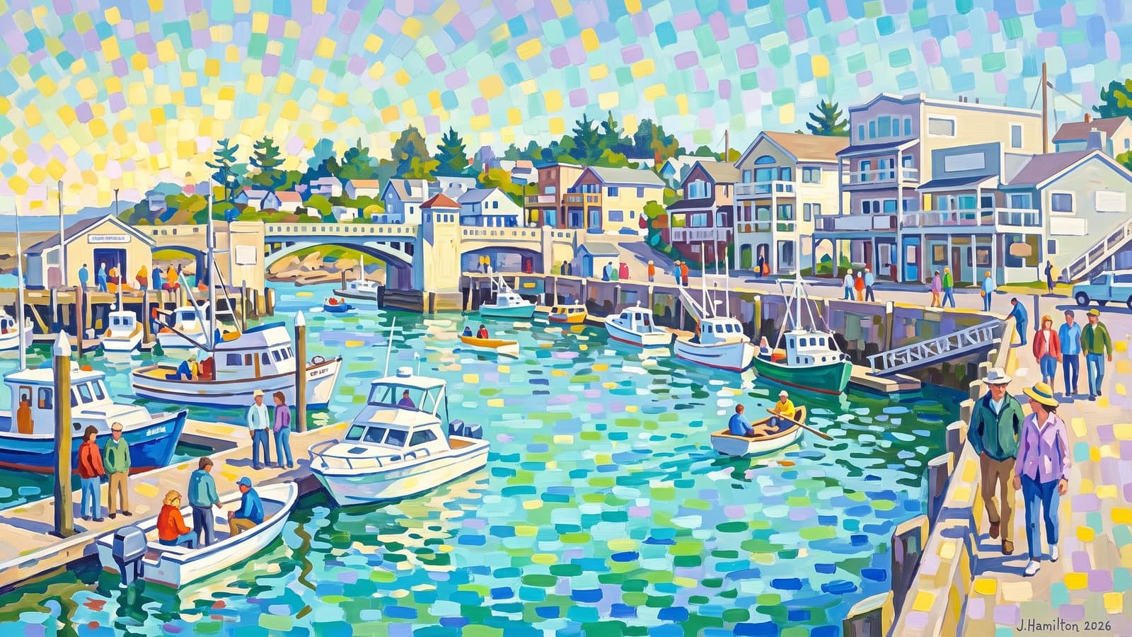 Painted city portrait of Depoe Bay