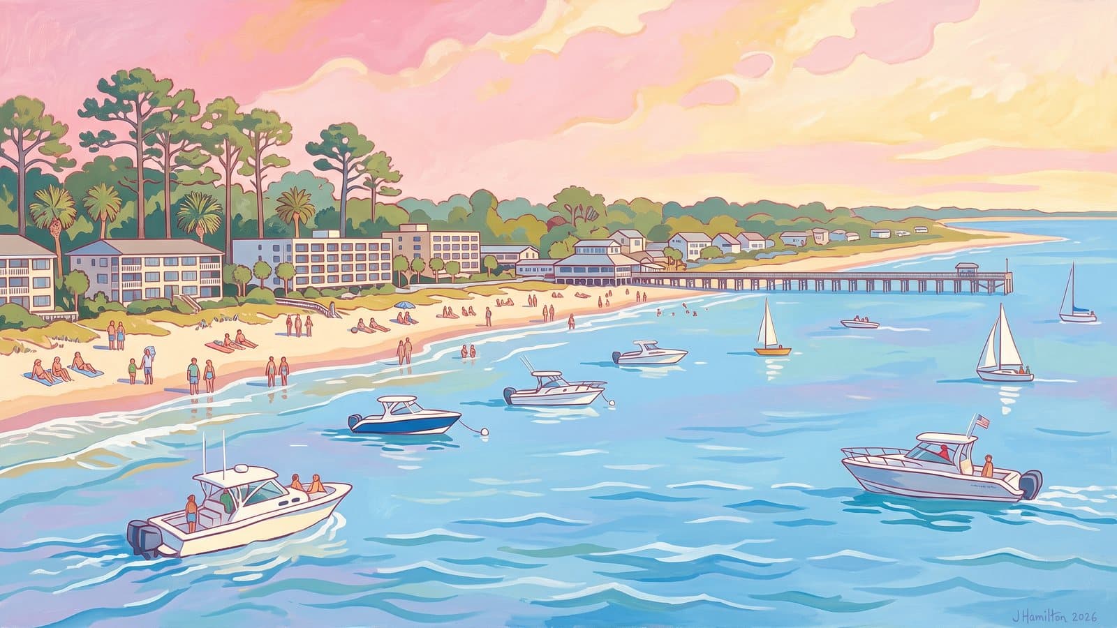 Painted city portrait of Edisto Beach