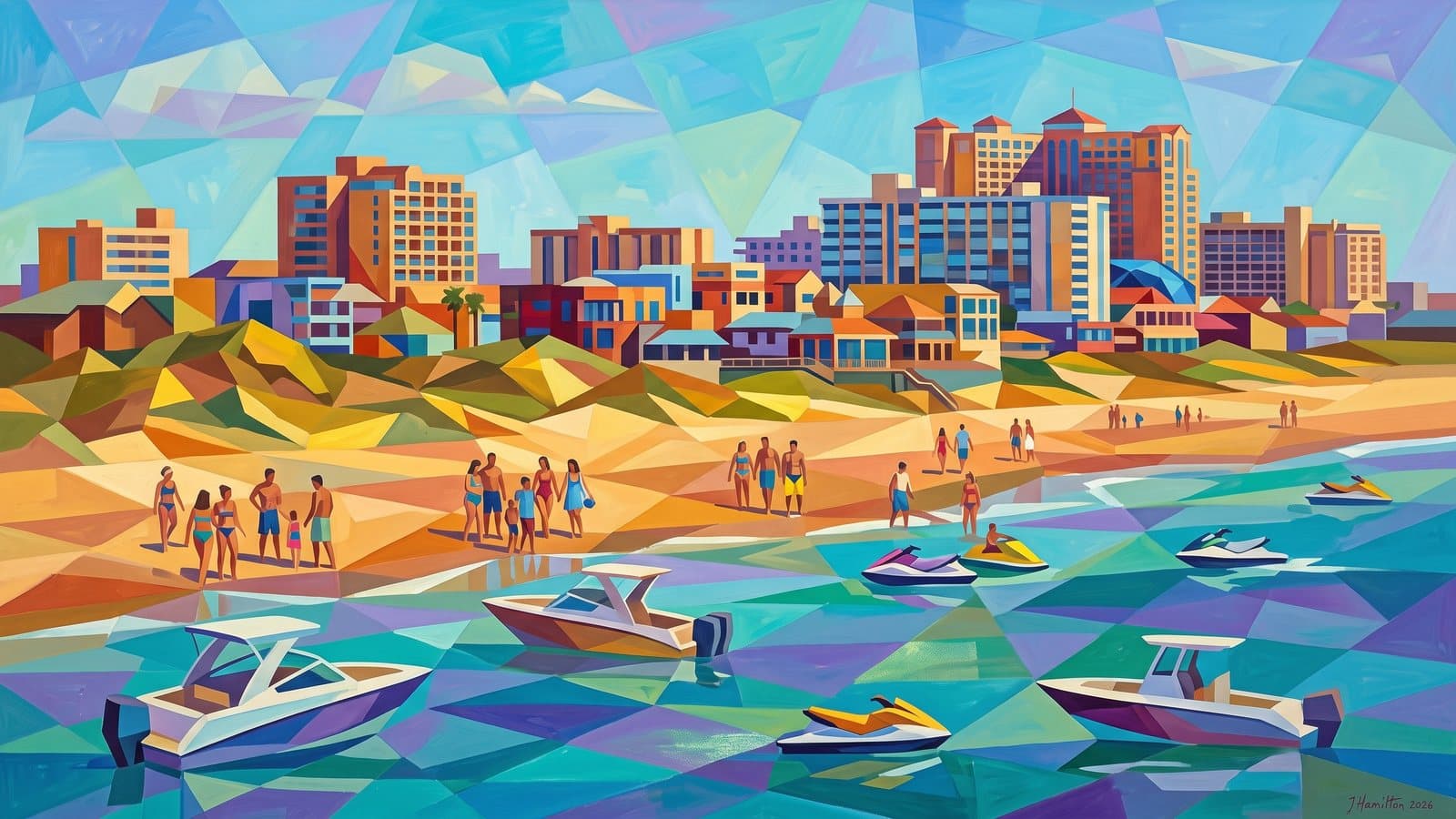 Painted city portrait of South Padre Island